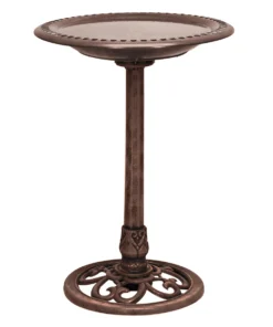 Pedestal Birdbath with Scrollwork Base and Stakes